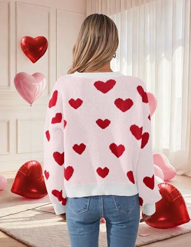Image of Libsorge Womens Valentine Heart Sweater 2026 Valentines Day Trendy Cute Oversized Long Sleeve Pullover Sweaters