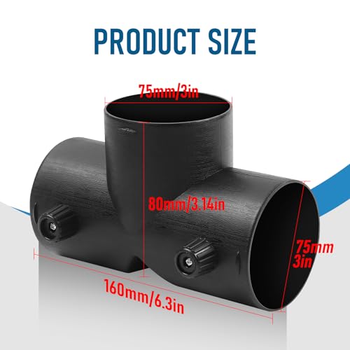 MaxEarn Ø75mm Typ-T Kanalanschluss, Lufterhitzer Diesel Standheizung Zubehör mit Doppelter Regulierung Ventil, 3 Wege Warmluftauslass, Luftauslass für Diesel Heizung