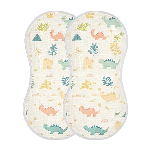 4 Pack Cute Dinosaurs Muslin Burp Cloths Cotton Absorbent Baby Burping Rags for Boys Girls Soft Newborn Burp Bibs, 22 x 11 Inch2