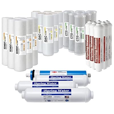 iSpring F28K100US Standard 6-Stage Reverse Osmosis RO Systems 3-Year Replacement Cartridge Pack Set, with Alkaline Mineralization, pH+, 10" X 2.5", Made in USA