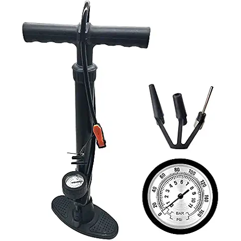 Letton Bike Floor Pump Track Pump with Pressure Gauge for All Bikes, Heavy Duty Floor Standing Pump Bicycle Tire Inflator Hand Pump, Fits for Presta and Schrader With 160 PSI / 11 Bar Max Pressure Cover