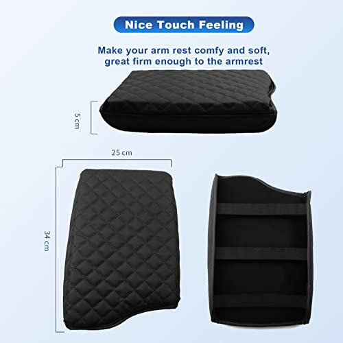 Image of CDEFG Car Center Console Pad for 2020 2021 2022 2023 Palisade Auto Armrest Seat Box Cover Protector Black Leather (Black)