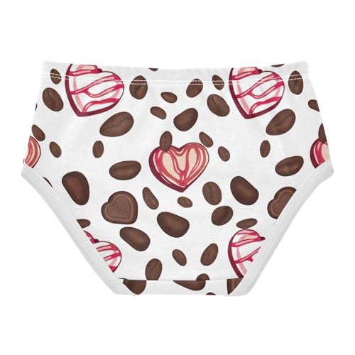 Heart Chocolates Coffee Beans White Toddler Underwear Custom 2t Cotton Panties for Girl Fun Print Underpants Briefs2