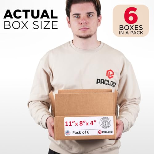 Image of Small Cardboard Boxes 11 inchL x 8 inchW x 4 inchH (Pack of 6) - USA-Made Packing Boxes for Moving, Shipping, or Storage - USPS, UPS, FedEx Approved - Professional Packing Supplies for Moving