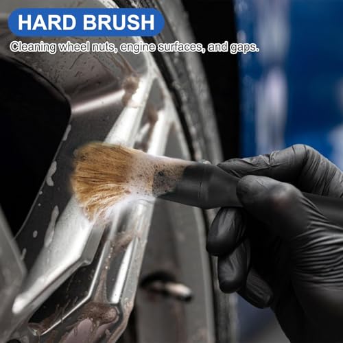Wheel Rim Tire & Carpet Cleaning Brush Set, Soft & Stiff Bristle Wash Cleaning Supplies Kit for Car All Exterior Surface and Car Interior Cleaning Brush for Car Truck SUV RV Motorcycle (Blue) - Thumbnail 6