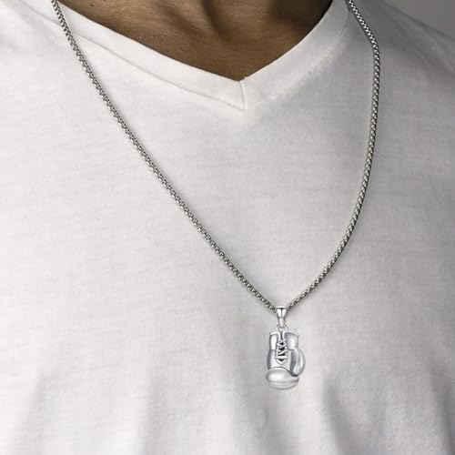 Boxing Necklace 925 Sterling Silver Boxing Gloves Pendant Necklace Punk Jewelry Gifts for Men2
