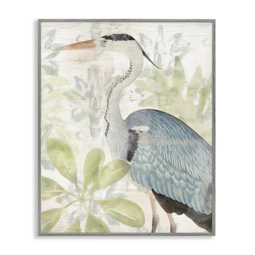 Heron Tropical Botanical, 11 x 14 Inch Framed Giclée Print