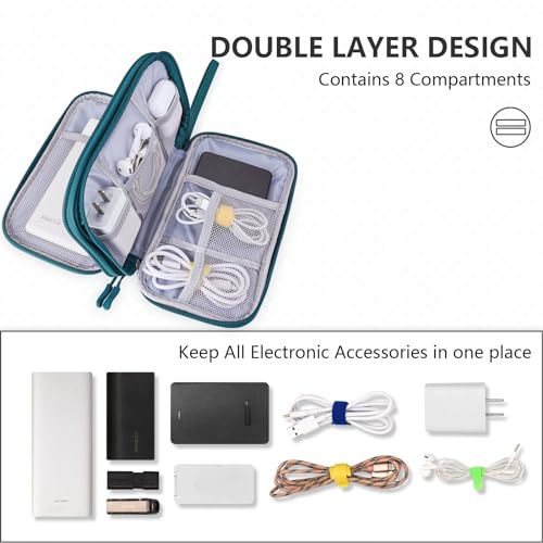 Teskyer Travel Organiser Bag, Waterproof Cable Organiser, Dark Green, 8.5 x 5 Inch - Image 4