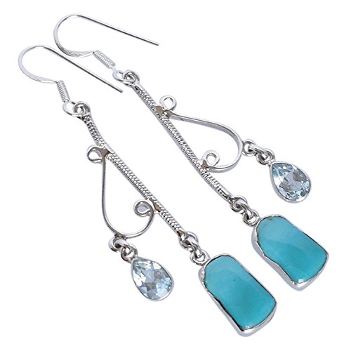 Boucles d'oreilles turquoise Arizona et topaze en argent 925 fait main