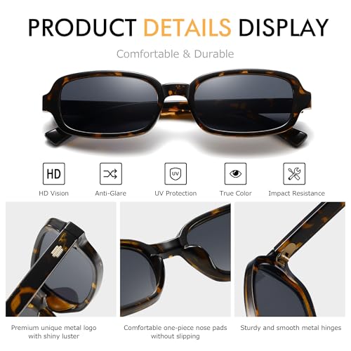 Rectangle Sunglasses Womens Trendy Retro 90s Small Square Sun Glasses UV400 Protection Shades CL0053