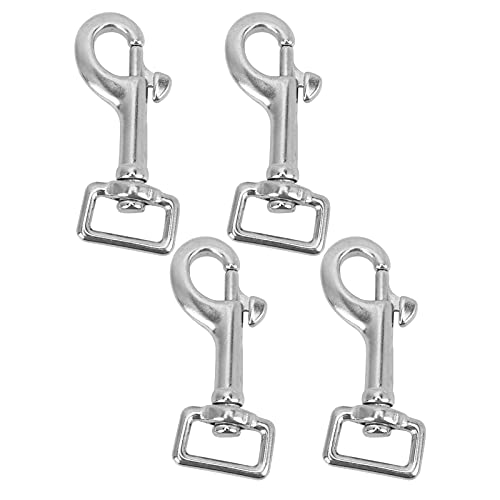 4PCS Gancho de presión Anillo Cuadrado Hebilla de Mascota de una Sola Cabeza Acero Inoxidable para Cartera Mochila (L59mm)