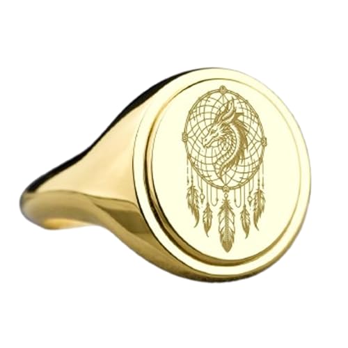 Chevalière dragon argent 925 plaqué or | Bague ovale haut de gamme LKDR_0633