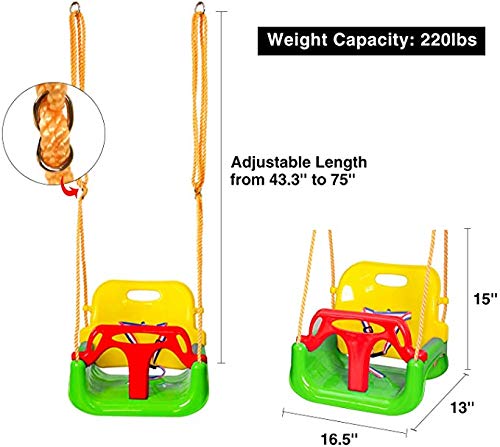 Image of RedSwing 3-in-1 Baby Swing Seat, Toddler Swing, Anti-Flip Snug & Secure Detachable Infants to Teens Kids Swing Seat for Outside Playground, Green