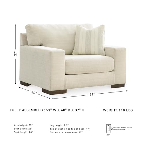 Image of Signature Design by Ashley Maggie Oversized Chair, Cozy Chair and a Half, Contemporary Chenille Fabric Accent Armchair for Living Room Reading, Birch Beige, 51 inch W