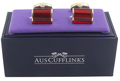 Auscufflinks 40Th Anniversary Ruby Wedding Gift Husband | Cufflinks Gold Edge Red Cuff Links #TOP5