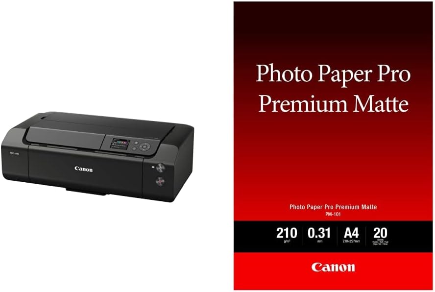 CanonimagePROGRAF PRO-300, Black, 639 x 379 x 200 & 8657B005 Pro Premium PM-101 - Smooth Matte Photo Paper - 310 Micron A4 (210 x 297 mm) - 210 g/