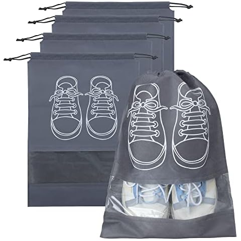 5 Pcs Shoe Bags for Travel - Large Dustproof Drawstring Shoes Pouch Packing Organizers for Men & Women Cover