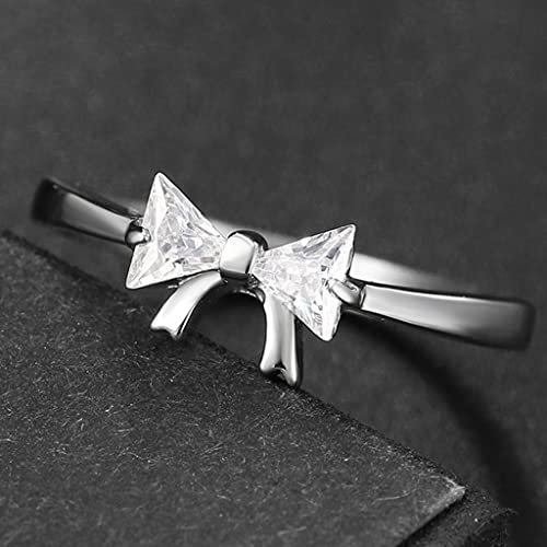 Size 3-13 Stainless Steel Bows Tie Knotted Cubic Zircon Wedding Engagement Promise Anniversary Ring2