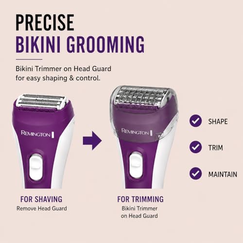 Image of Remington Smooth & Silky Electric Shaver for Women, 3-Blade Battery Operated Foil Shaver and Bikini Trimmer, Shave Wet or Dry