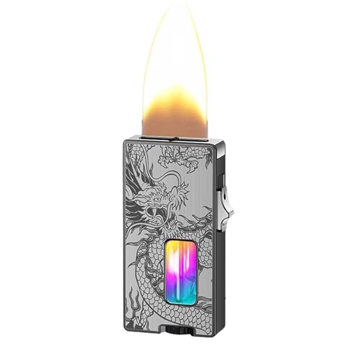 Encendedor a butano extra ancho llama suave plateado miniatura 1