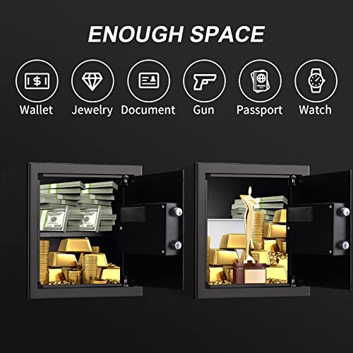 Tenamic Fireproof Safe Box 1.6 Cuft Electronic Digital Security Box, Keypad Medium Lock Box Cabinet Safes With Internal Light, Solid Alloy Steel Office Hotel Home Safe With 2 Passwords, Black #TOP6