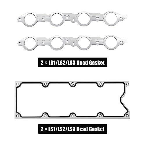 Image of GEN III LS Gasket Set, LS9 Head Gaskets for LS1 LS6 LQ4 LQ9 4.8L 5.3L 5.7L 6.0L Compatible with 1999-2011 Chevrolet Silverado GMC Sierra Replace 12589226 12612350 12558178 12622033 12637683