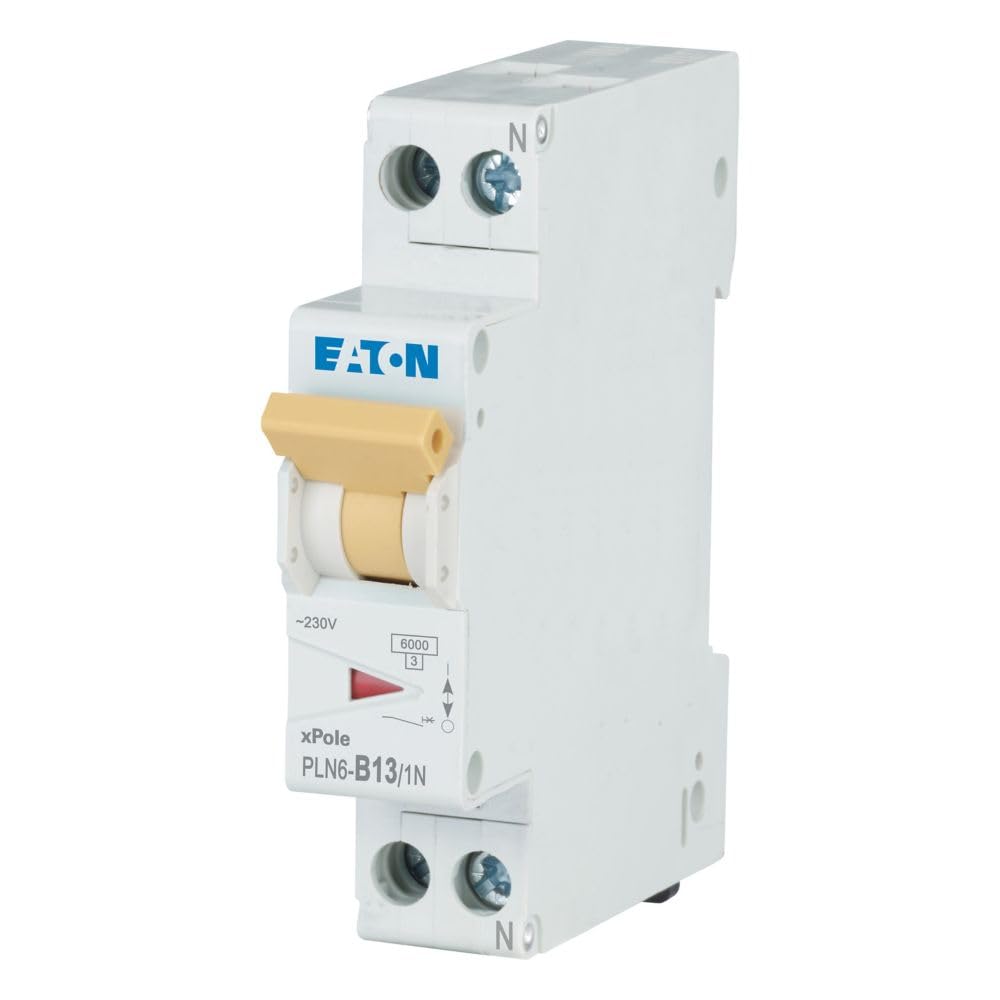 Eaton PLN6-B13/1N-DE Leitungsschutzschalter 13A 1P+N 1-polig+N B-Charakteristik LS-Schalter 1 TE eine Teilungseinheit breit (263271)