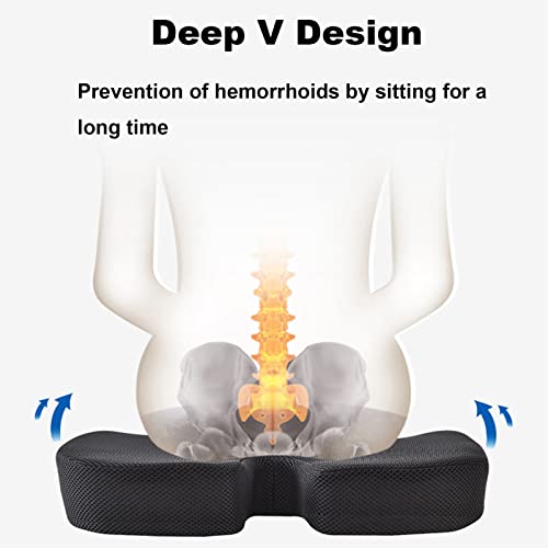 Seat Cushion Pillow For Office Chair, Memory Foam Breathable Mesh Seat Cushion, Tailbone Nerve Cushion For Sciatica Prevention, Pain Relief, Suitable For Office Chair/Car/Wheelchair/Home #TOP2