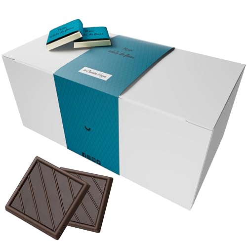 Coffret de Chocolats - Boîte de 70 Carrés de Chocolat Individuels Noir et Eclats de Fèves à Déguster ou Offrir - 100% Pur Beurre de Cacao - Fabriqué en...
