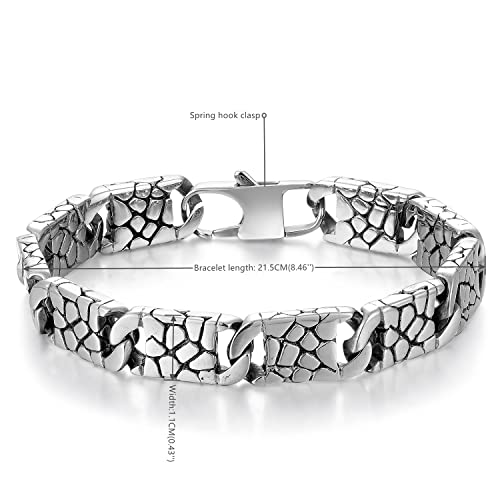 Biyongde Stainless Steel Leopard Print Pattern Link Chain Bangle Bracelet, Mens Womens, Punk Rock Timeless Style #TOP1