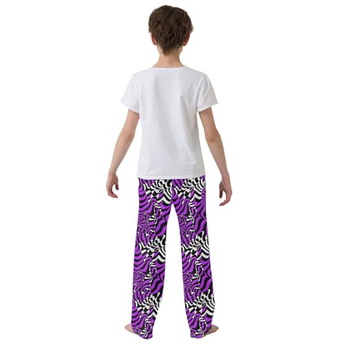 Pajama Pants Purple Black Stripes Zebra PJ Bottoms Sleepwear Lounge Sleep Pant with Pockets3