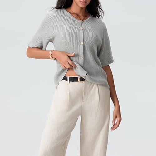 Women Knit Crop Cardigans Y2k Button Open Front Short Sleeve Crew Neck Shrugs Solid Sweater Fall Streetwear Tops2