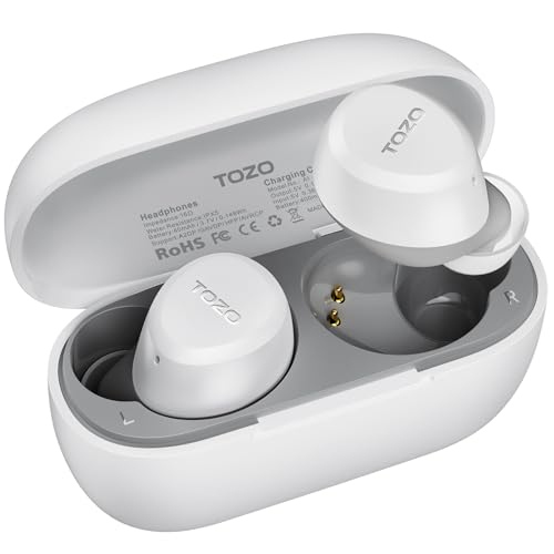 TOZO A1 Wireless Earbuds Bluetooth 5.3 Light Weight in Ear IPX5 Waterproof Headphones 2 Mic for AI Calls, Immersive Premium Sound Bass Headset with Charging Case, 32 Presets EQ Customization via App