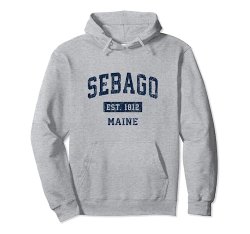 Sebago Maine ME Vintage Sports Established Navy Design Pullover Hoodie