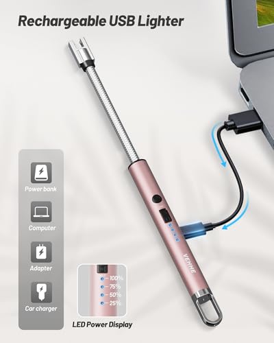 VEHHE Roségold USB-C Arc Lighter with Flexible Neck — view 4