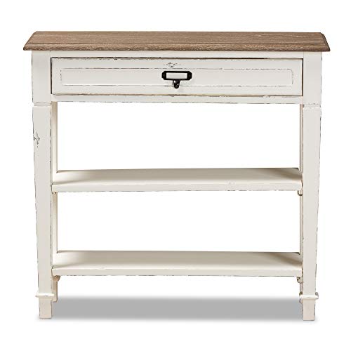 Baxton Studio Dauphine Traditional French 1-Drawer Accent Console Table, White #TOP4