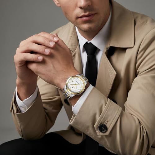 Image of London Fog Regent Collection Analog Quartz Watch for Men with Round Dial and Stainless Steel Strap, Metal Case, Date Display, Luminous Hands & Hour Markers, Water Resistant