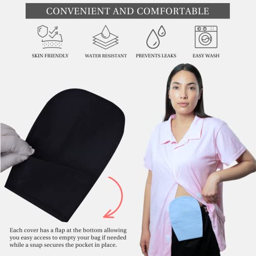 Ostomy Bag Covers - Adjustable Cut To Fit Opening For Every Flange Size - 4 Pack W/ 4 Colors To Mix & Match - 100% Cotton #TOP1