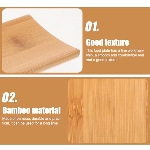 Set 2 platos rectangulares de sushi en madera natural miniatura 3