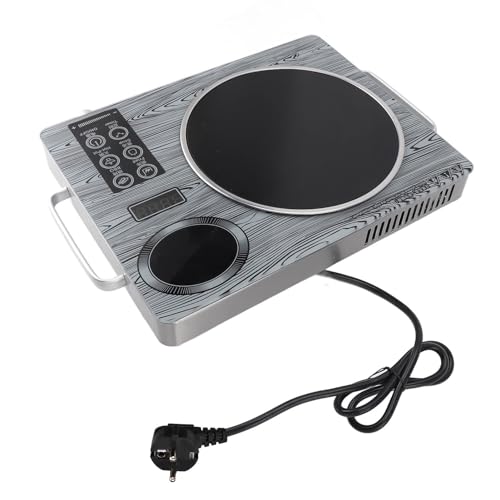 Acouto Portes de Inducción Eléctrica Portátil, Placa de Calefacción de Infrarrojos de Cerámica de un Quemador, 4H Temporizador 26 Velocidades 3500 W Cooktop de Inducción para Viajar o (Enchufe de la