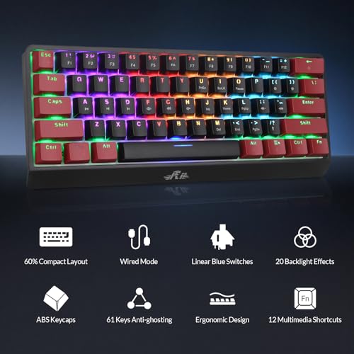 Teclado mecánico gamer Rii RK806 60% USB-C miniatura 2