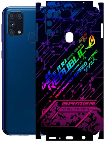 Image of AtOdds - Full Body Back Screen Guard Protector Film - Lamination Wrap Skin Sticker Compatible with Samsung Galaxy M31 | Scratchproof Matte Finish (Gamer)