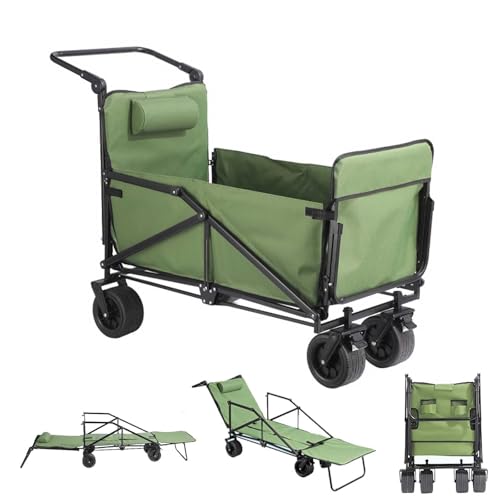 Carro plegable resistente, ruedas todo terreno, mango ajustable para jardines, playas, pesca, compras y mucho más