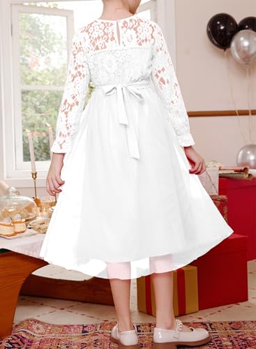 blibean Girls Flower Dresses Fall Lace Tulle Party Dress Size 6-15 Years2