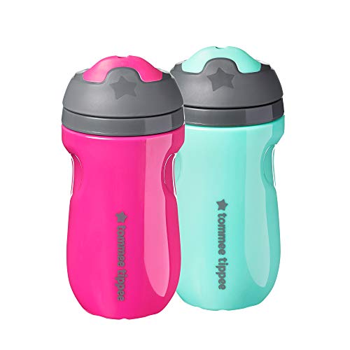 Image of Tommee Tippee Insulated Sippee Cup, Water Bottle for Toddlers, Spill-Proof, BPA Free, 9oz, 12m+, Pack of 2, Pink and Mint