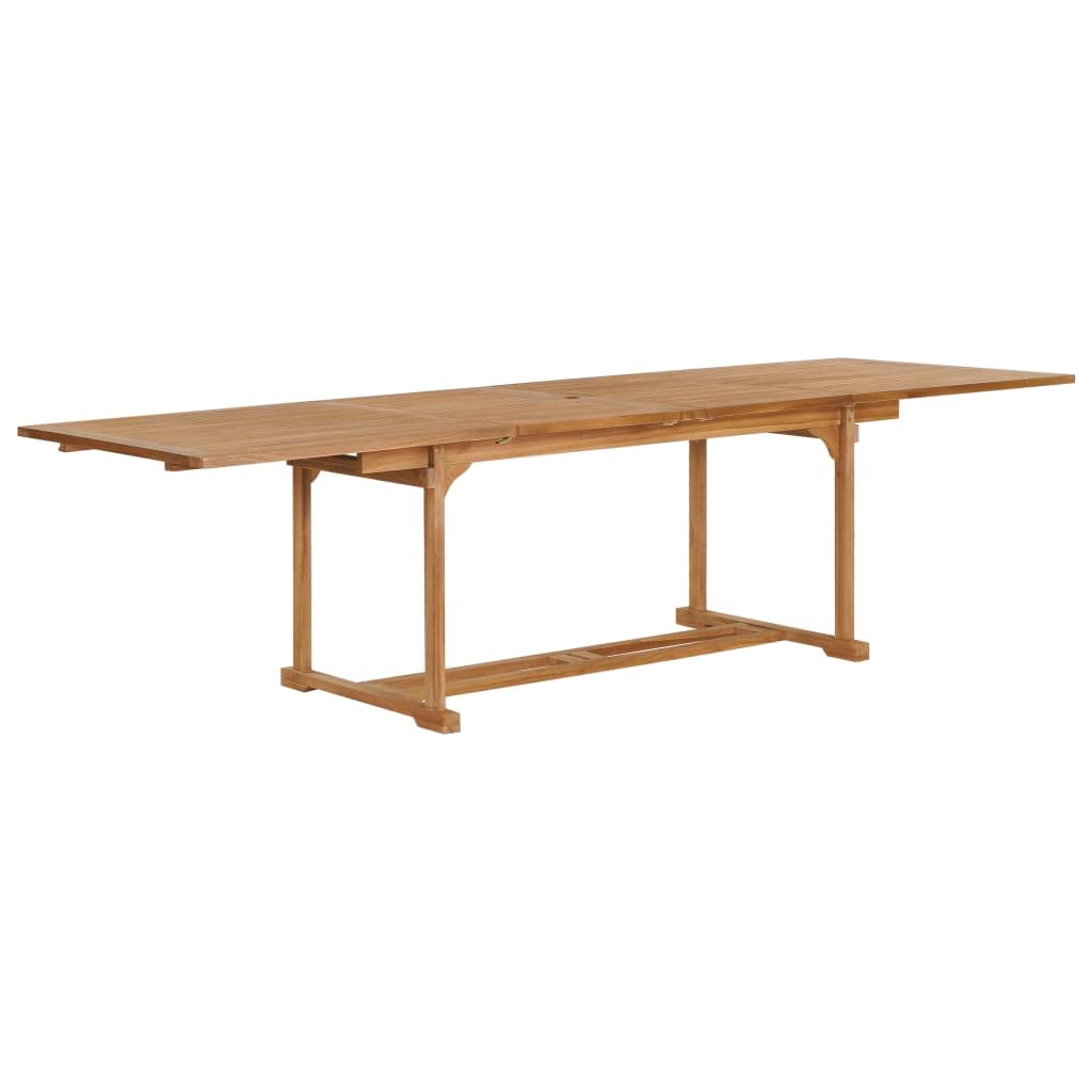 Set di mobili da giardino in teak massiccio, espandibile 180-280 cm, per terrazza, balcone, sedie pieghevoli, set di mobili da esterno