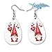 Gnome with Love Balloon | Valentines Day Dangle Earrings Set | Cute Girls Womens Jewelry Earings | Double Sided Print | Holiday Gifts |Vday Present Girlfriend Wife Adorable Fashion Accessories