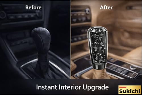 Image of Sukichi 10 cm Premium Car Gear Knob | Universal Fit with Screw Adapters | Stylish Bubble Design Gear Shift Knob | Easy 2-Minute Installation | Interior Custom Accessory (10 cm Bubble, Smoke)