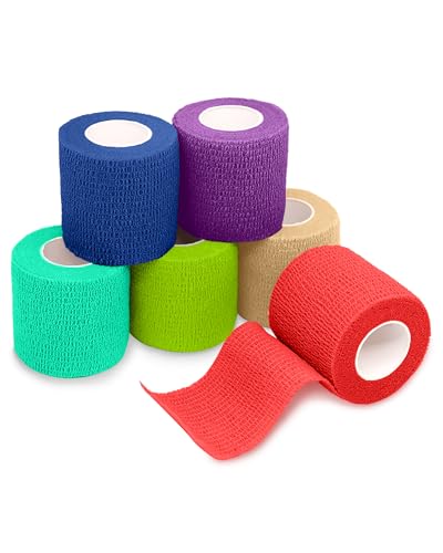 Image of FriCARE Self Adhesive Bandage Wrap, Medical Tape in First Aid Kit | Elastic Cohesive Bandages for Sports /Vet /Wrist Ankle Wounds, 2 Inches X 5 Yards, Latex-free 6 Rolls, Mystic Twilight