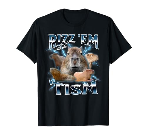 Rizz 'Em With The 'Tism Autism Awareness Funny Meme Capybara T-Shirt